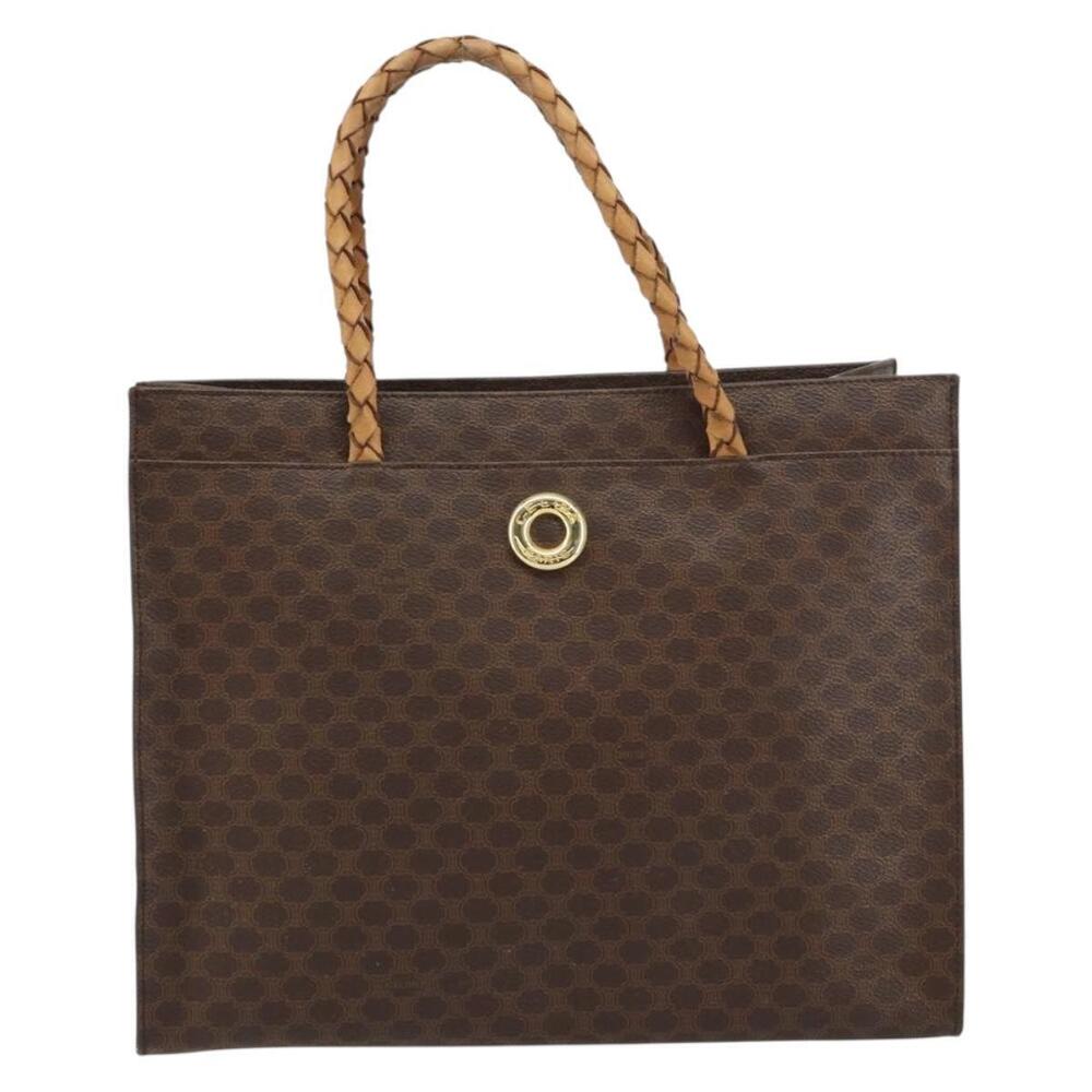 CELINE Macadam Canvas Hand Bag PVC Leather Brown Gold Auth 161051 - Picture 13 of 16